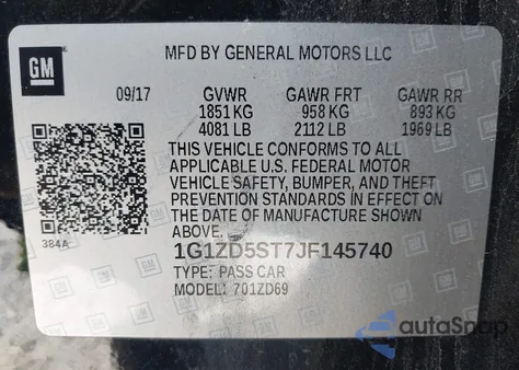 2018 Chevrolet Malibu Lt из США, поврежденный, VIN 1G1ZD5ST7JF145740